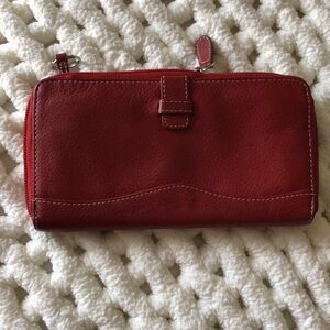 Tignanello beautiful Red,full zip wallet. Soft,many compartments,key holder. EUC
